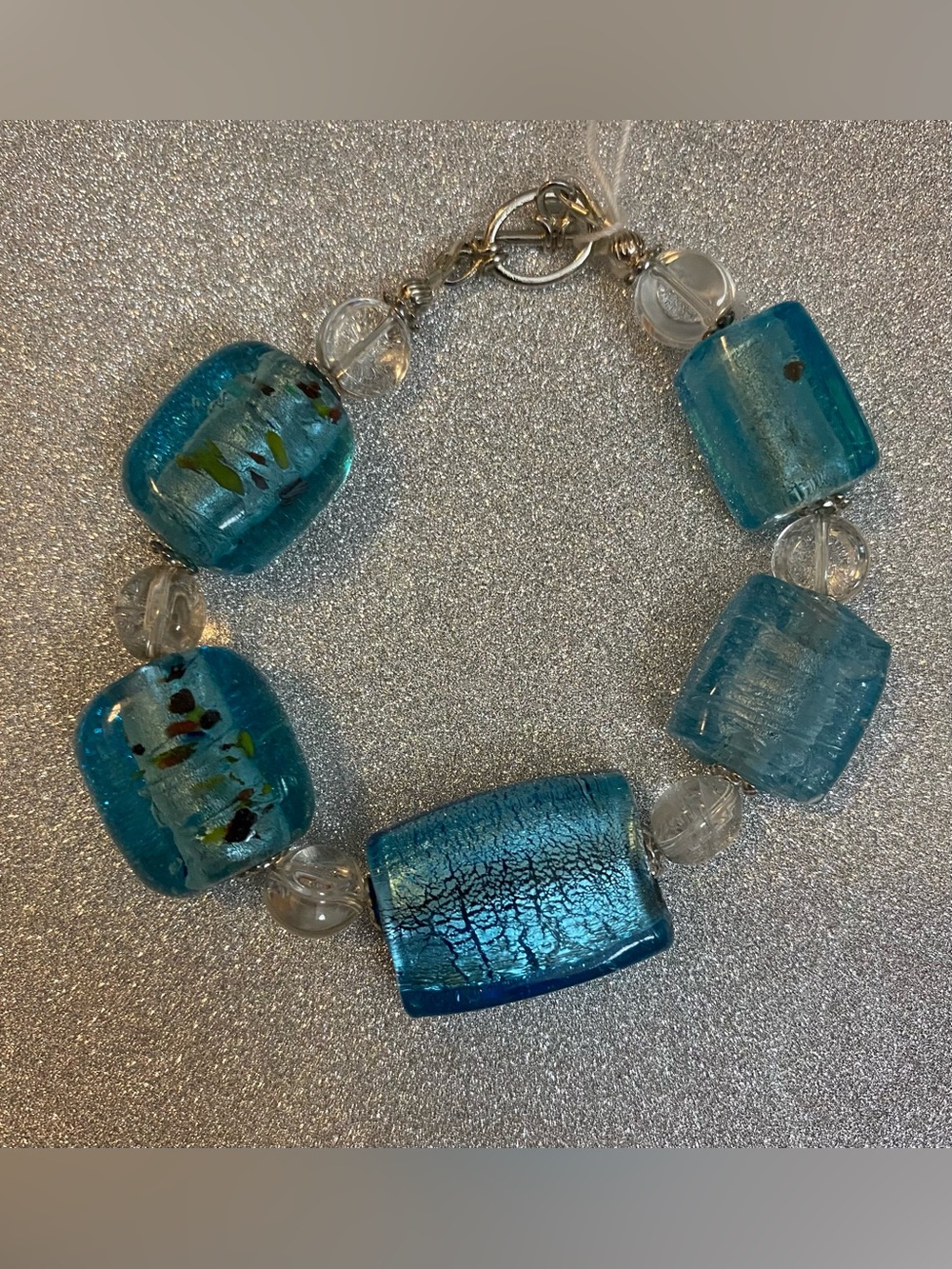 #11 Lampwork blue glass bead bracelet